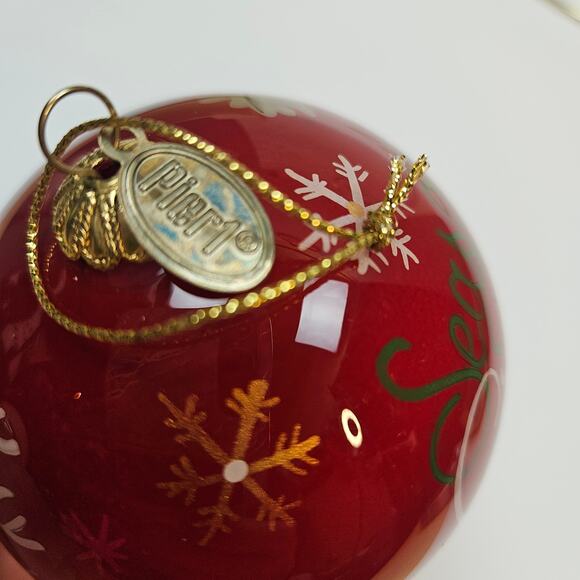 NWB Li Bien Pier1 Season's Greetings Christmas Ornament Reverse Painted Reindeer - Picture 5 of 6